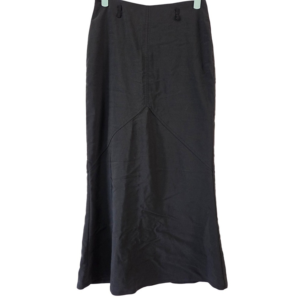 90s Vintage Black Maxi Skirt Whimsigoth Gothic Minimalist Zipper Back